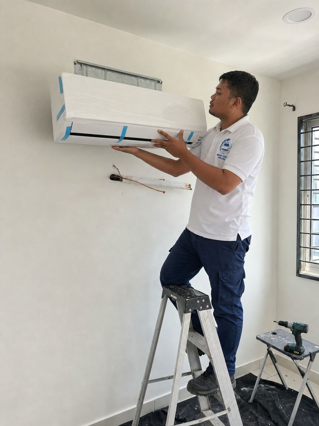 Pemasangan aircond baru oleh Abang Servis Aircond
