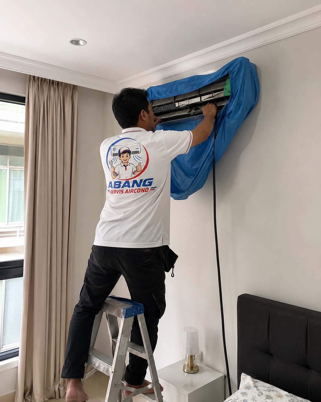 Servis aircond di bilik tidur utama